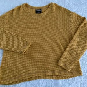 Stargazer waffle mustard long sleeve crop top